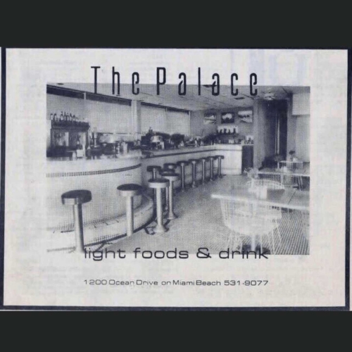 Antique image depicting the original bar layout at Palace South Beach
