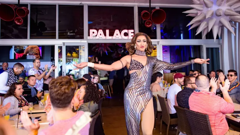 Palace South Beach Miami on Ocean Drive during nightlife and drag entertainment