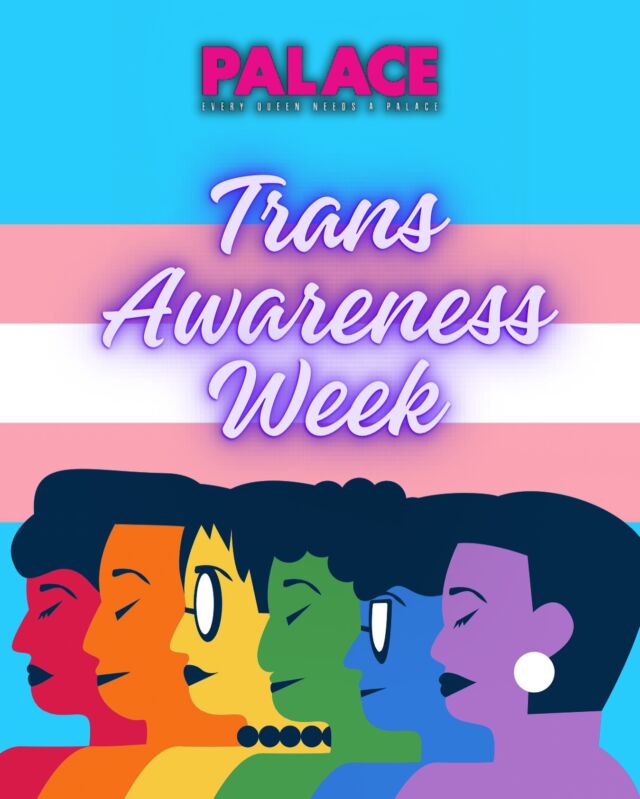 🏳️‍⚧️Happy Trans Awareness Week!🏳️‍⚧️
Let’s amplify transgender voices, foster understanding, and come together to build a world where everyone is celebrated for their authentic selves.

.
.
.
#palacesobe #palacebarandrestaurant 
#TransAwarenessWeek #transrightsarehumanrights #LGBTQ #QueerVoices